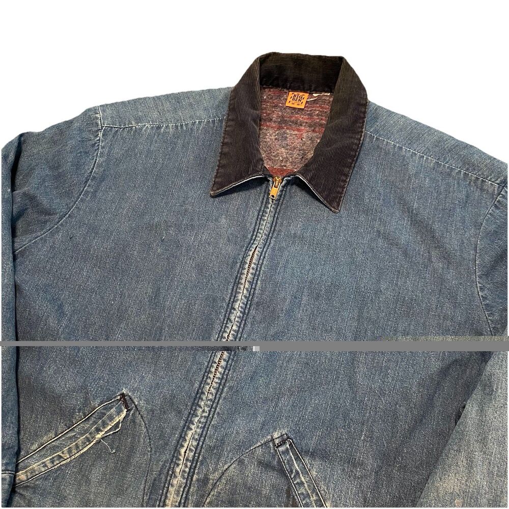 Vintage Big Ben Denim Detroit Jacket Coat Blanket Lined USA Made 70s Scoville XL - Picture 2 of 9
